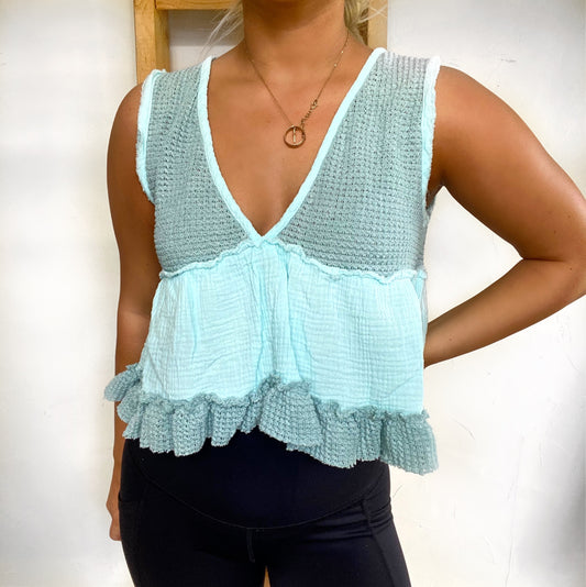 Multi Textured Babydoll Top