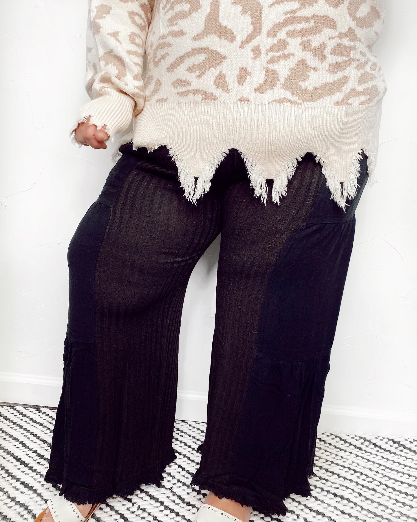 Wide Leg Multi Textured Pants