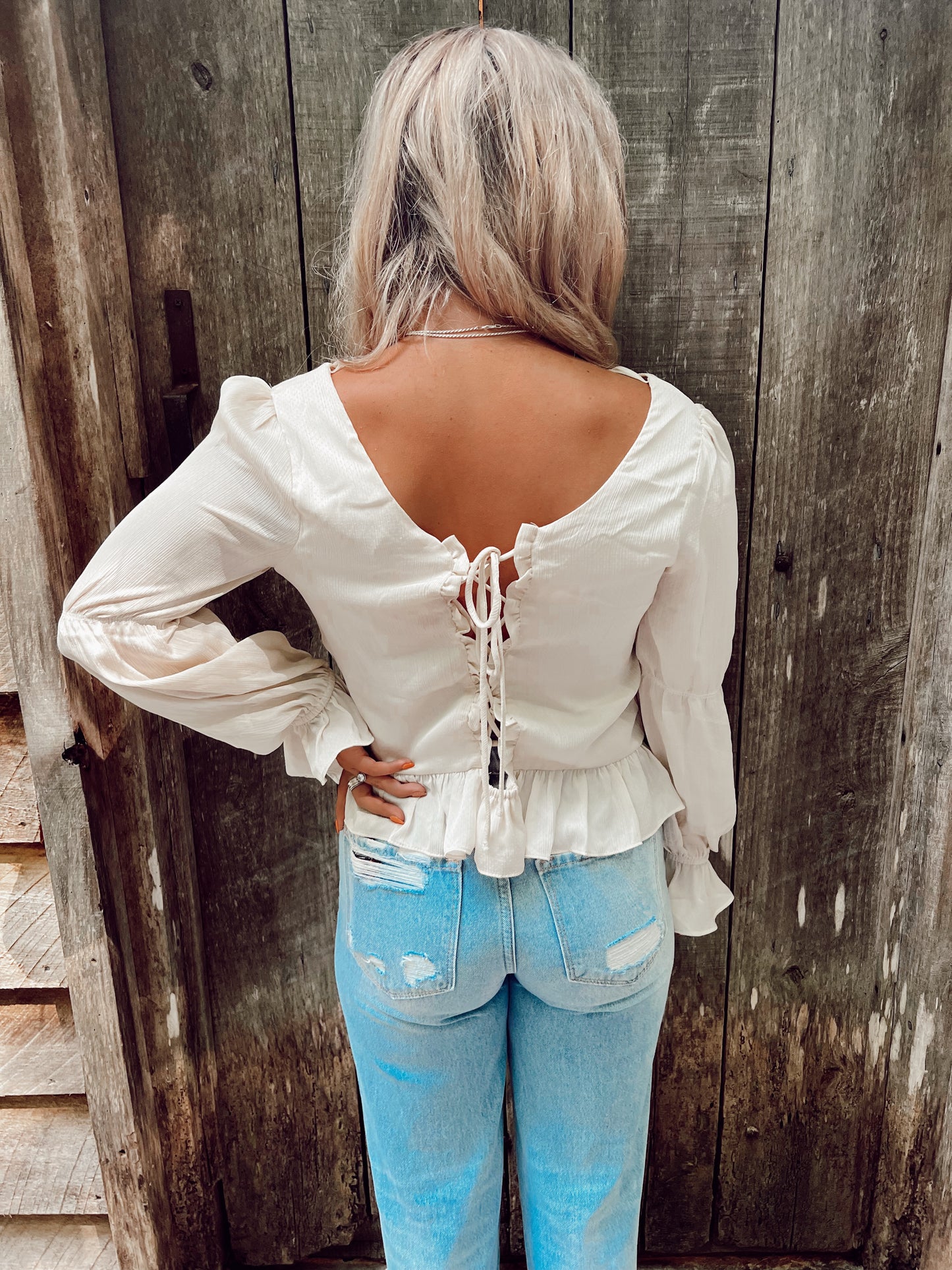 Vanilla Silky Ruffled Peplum Top