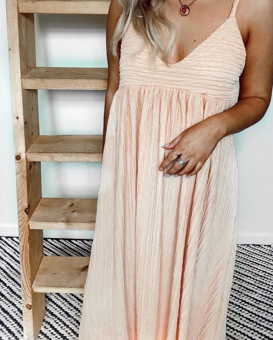 Peach Textured Maxi Dress