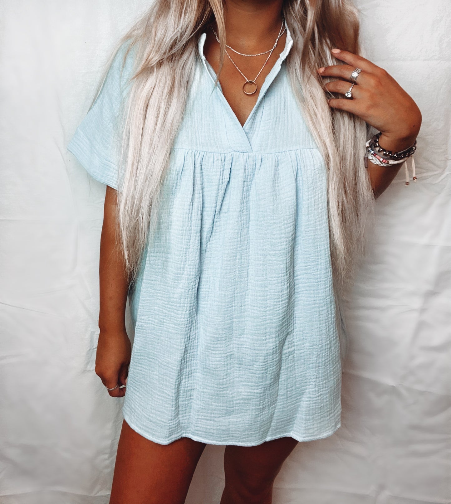 Baby Blue Gauze Blouse